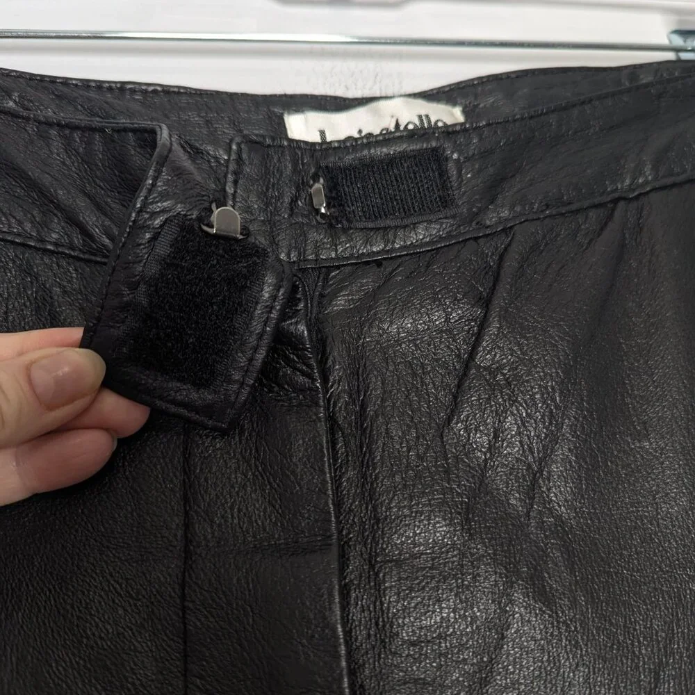 Bagatelle Vintage 90s Black Leather Pants Relaxed Fit High Waist Size 12 - Picture 4 of 9